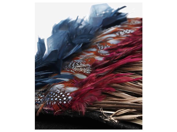 Marni Clutch da polso grande con piume multicolori Multicolore - vista 6