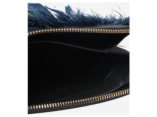 Marni Clutch da polso grande con piume multicolori Multicolore - vista 7