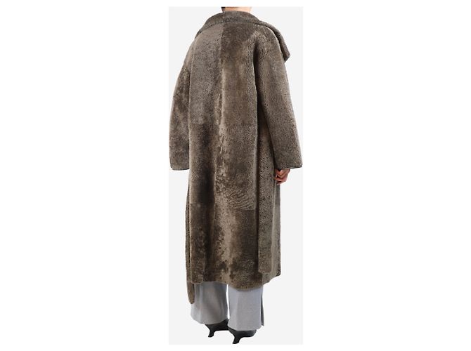 Totême Abrigo teddy de shearling con cinturón caqui - talla UK 6 Verde - vista 2