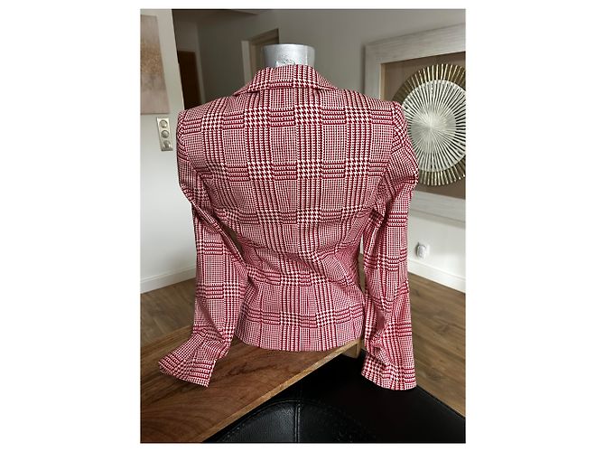 Irene Van Ryb Blazer Hahnentrittmuster Rot Weiß - Ansicht 2