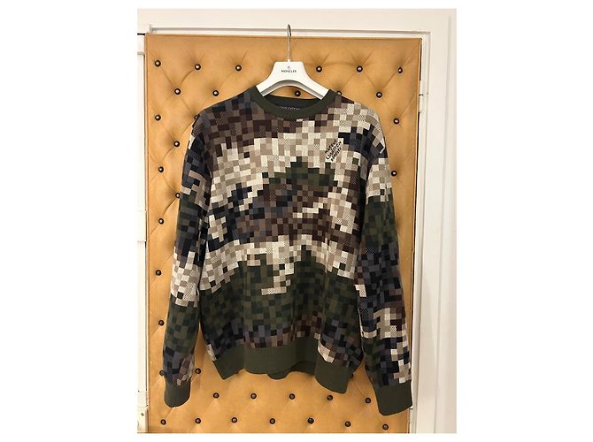 Louis Vuitton Jacquard Damier Pullover Khaki Baumwolle - Ansicht 2
