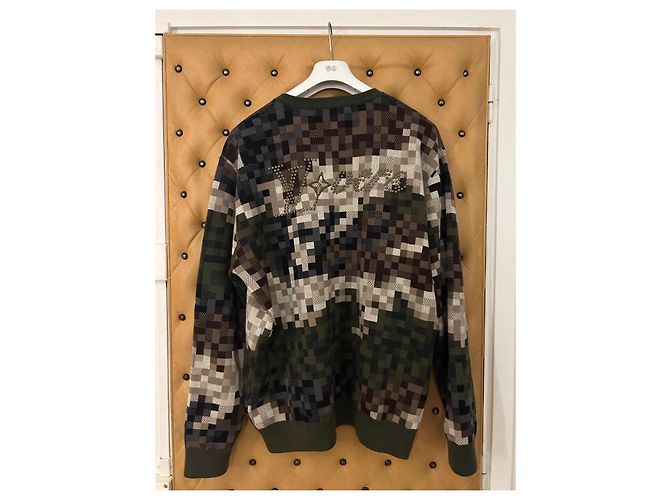 Louis Vuitton Jacquard Damier Pullover Khaki Baumwolle - Ansicht 3