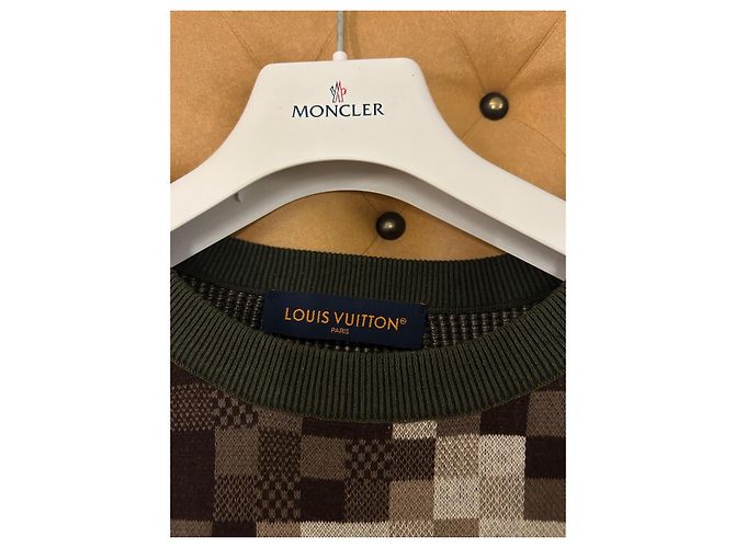 Louis Vuitton Jacquard Damier Pullover Khaki Baumwolle - Ansicht 4
