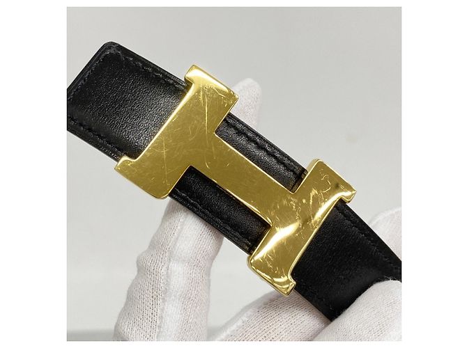 Cinturón Constance Box Calf Hermès Negro Dorado - vista 3