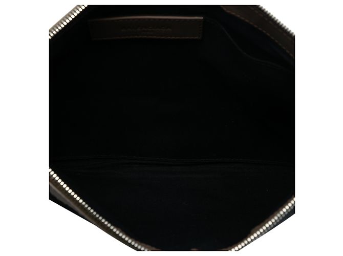 Clutch Balenciaga in tela nera Navy Clip M - vista 4