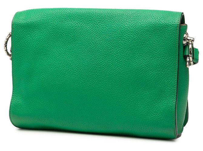 LOEWE Borsa a tracolla in pelle di vitello verde con anagramma - vista 2