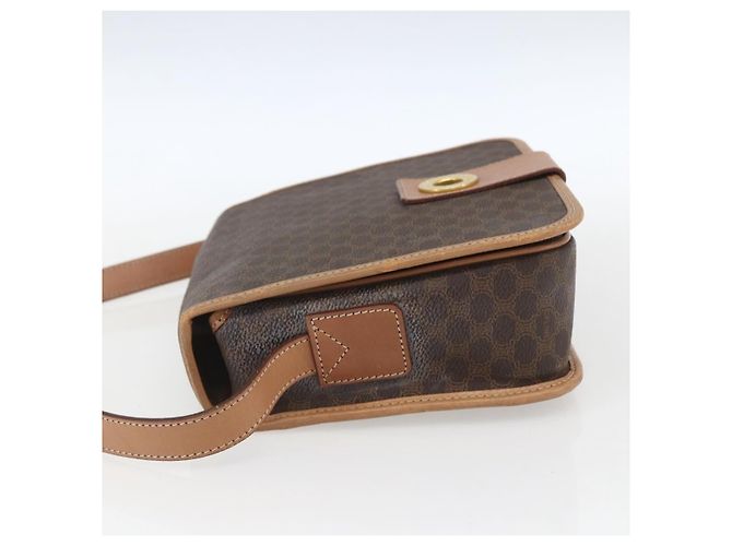 Céline Celine Vintage Macadam Circle Logo Canvas et cuir Marron - vue 3