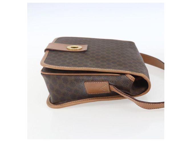 Céline Celine Vintage Macadam Circle Logo Canvas et cuir Marron - vue 4