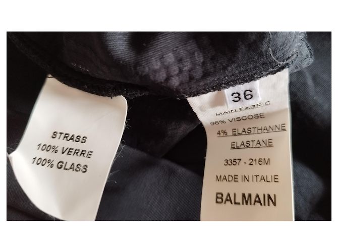Schwarzes Balmain-Kleid, Strass und Zebra-Muster - Ansicht 9