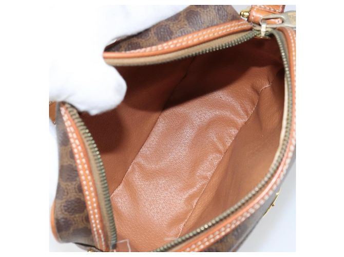 Céline Celine Vintage Macadam Schultertasche aus Canvas und Leder Braun - Ansicht 5