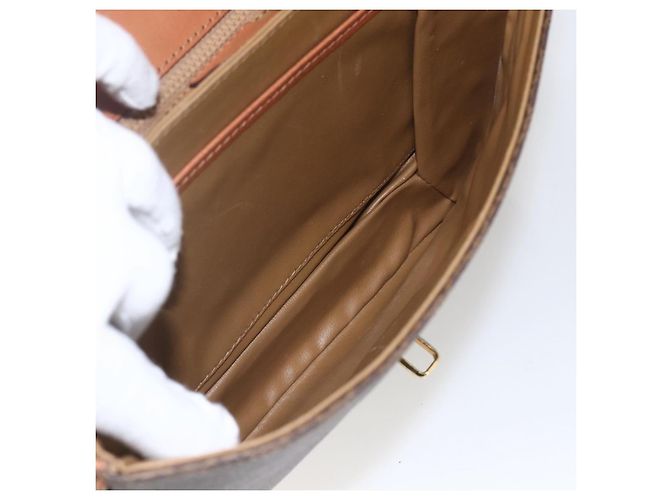 Céline Celine Vintage Macadam Tela e Pelle Marrone - vista 5