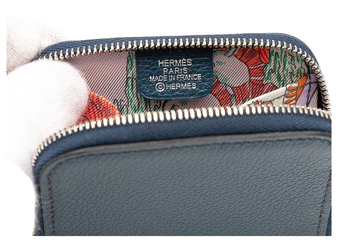Silk In Portafoglio compatto in seta Evercolor di Hermès Blu - vista 5