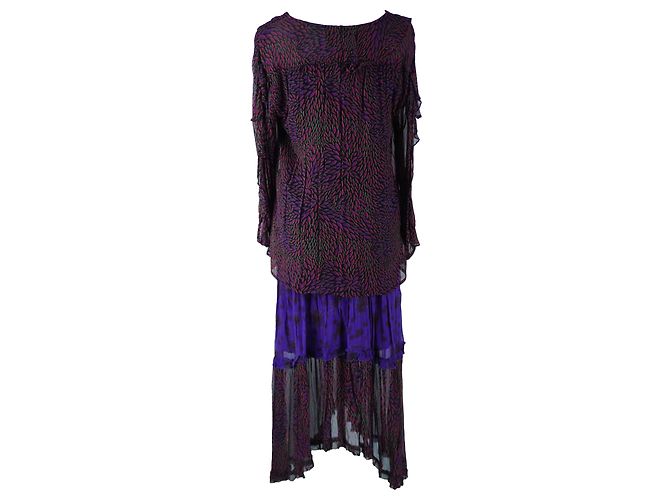 Set Blusa a Maniche Lunghe Multicolore e Gonna Midi BA&SH - vista 6