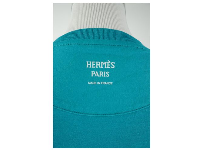 Vestido camiseta largo turquesa de Hermès con estampado Verde - vista 3