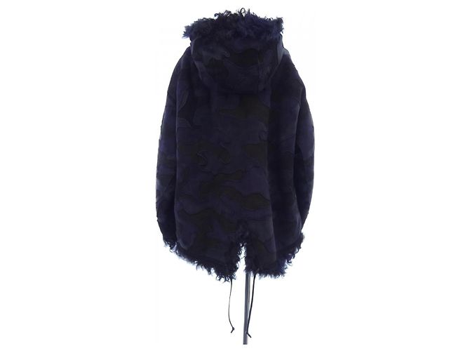 Giacca in shearling di agnello Christian Dior Nero Blu navy - vista 2