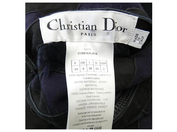 Giacca in shearling di agnello Christian Dior Nero Blu navy - vista 3