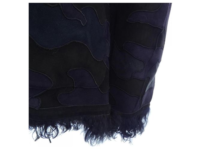 Giacca in shearling di agnello Christian Dior Nero Blu navy - vista 5
