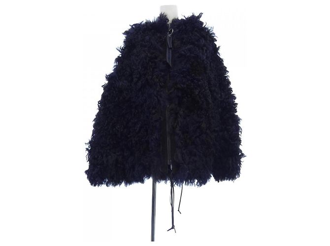 Giacca in shearling di agnello Christian Dior Nero Blu navy - vista 6