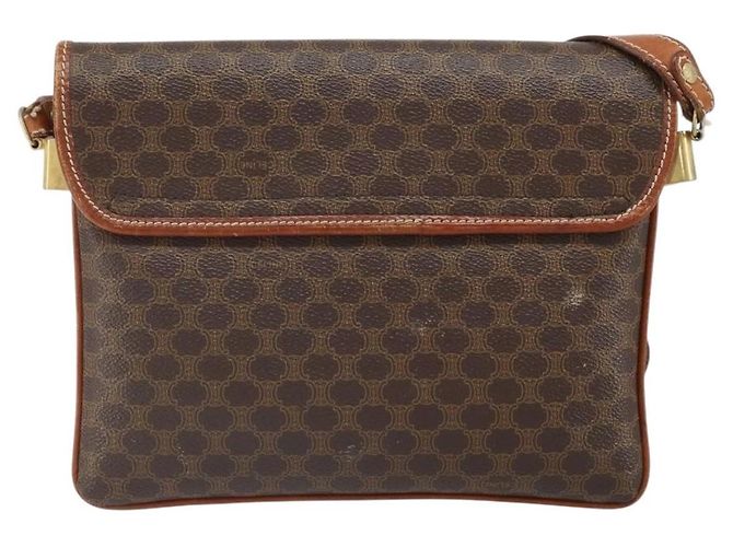 Céline Celine Vintage Macadam Schultertasche aus Canvas und Leder Braun - Ansicht 2