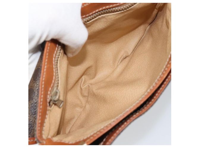 Céline Celine Vintage Macadam Schultertasche aus Canvas und Leder Braun - Ansicht 5