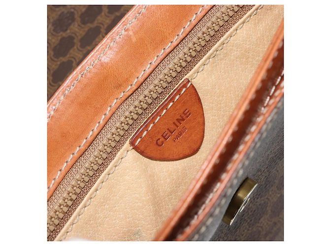 Céline Celine Vintage Macadam Schultertasche aus Canvas und Leder Braun - Ansicht 6