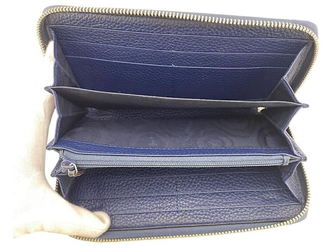 Gucci Navy Leder Langbörse Marineblau - Ansicht 7