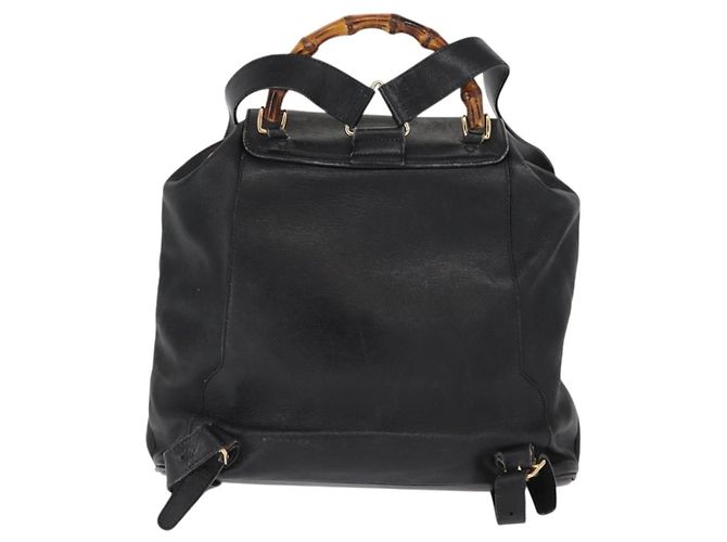 Bamboo Zaino in pelle vintage Gucci con bambù Nero - vista 2
