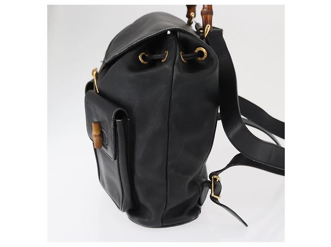 Bamboo Zaino in pelle vintage Gucci con bambù Nero - vista 3