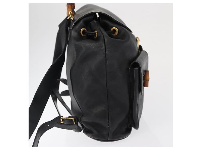 Bamboo Zaino in pelle vintage Gucci con bambù Nero - vista 4