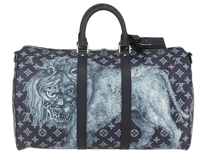 Sac Keepall Bandoulière Édition Limitée Chapman Savane Monogram Canvas 45 de Louis Vuitton Bleu Marine - vue 2