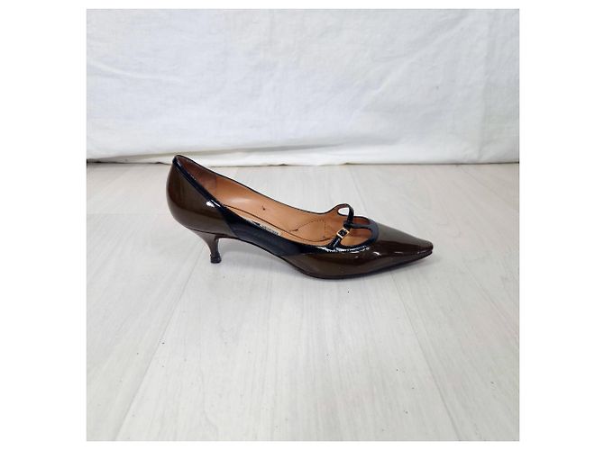 Salvatore Ferragamo décolleté a punta anni 2000 Marrone Nero - vista 6