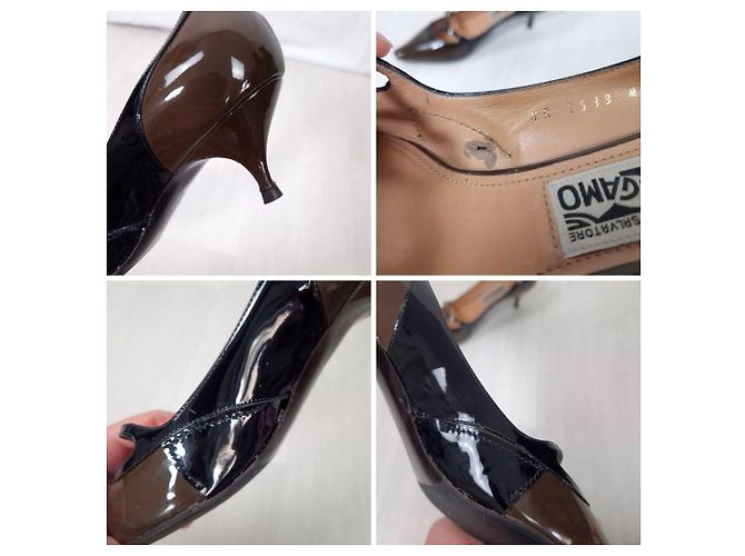 Salvatore Ferragamo décolleté a punta anni 2000 Marrone Nero - vista 8