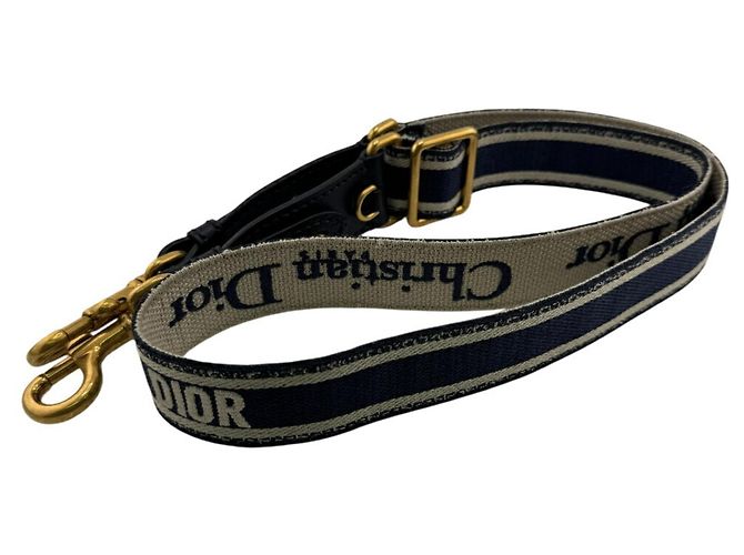 Cinghia per Spalla Ricamata Christian Dior Bianco D'oro Blu navy - vista 2