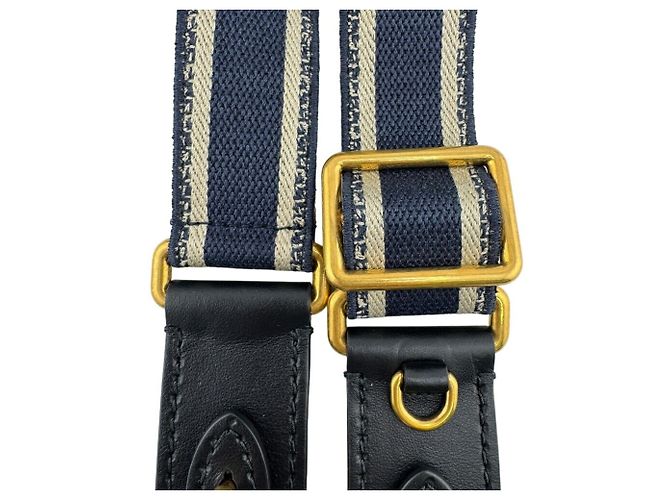 Cinghia per Spalla Ricamata Christian Dior Bianco D'oro Blu navy - vista 7