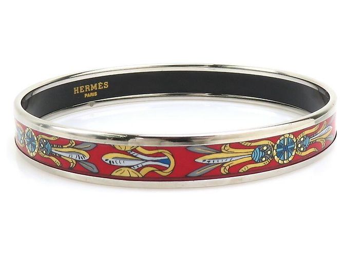 Hermès Enamel Bangle Bracelet Silvery Red Multiple colors - view 2