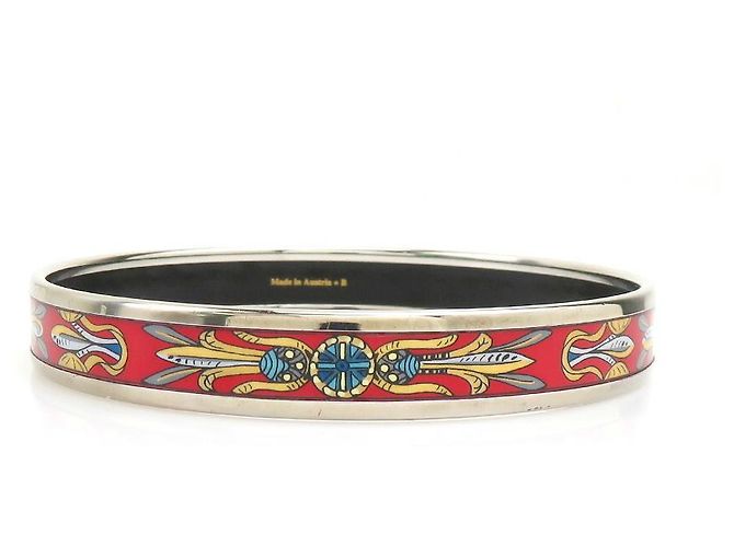 Hermès Enamel Bangle Bracelet Silvery Red Multiple colors - view 3