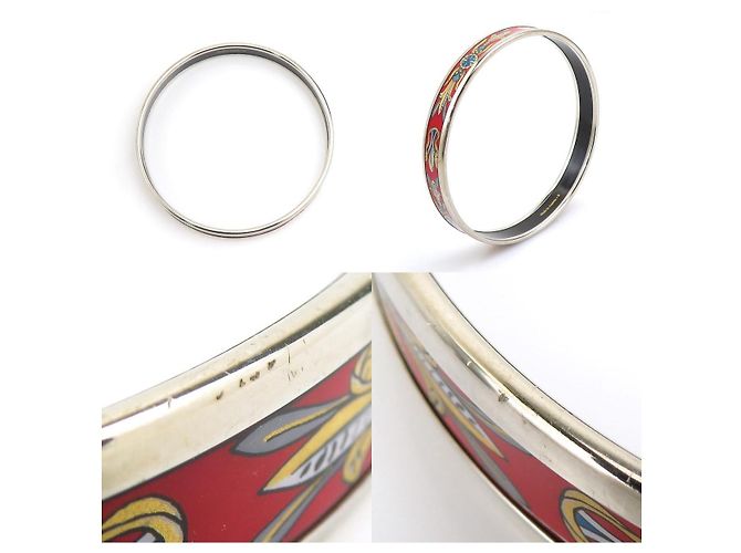 Hermès Enamel Bangle Bracelet Silvery Red Multiple colors - view 4