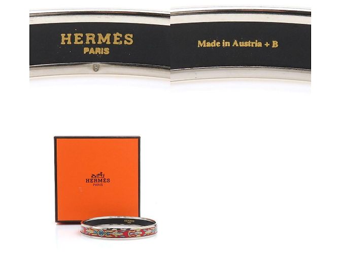 Hermès Enamel Bangle Bracelet Silvery Red Multiple colors - view 5