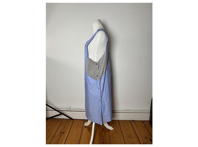 Vintage Yves Saint Laurent Canvas Kleid Blau Grau 38/M - Ansicht 2