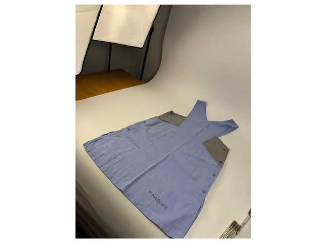 Vintage Yves Saint Laurent Canvas Kleid Blau Grau 38/M - Ansicht 6