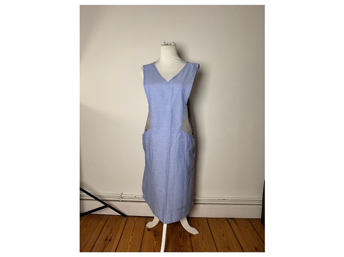 Vintage Yves Saint Laurent Canvas Kleid Blau Grau 38/M - Ansicht 8