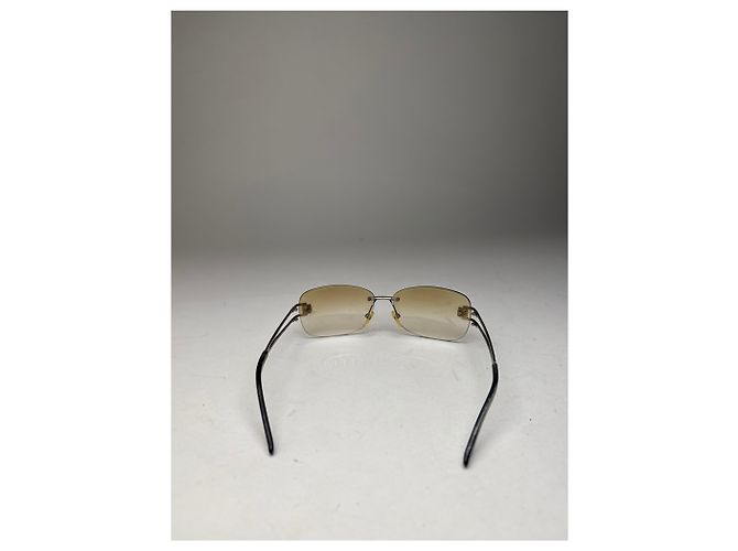 Vintage Givenchy randlose Sonnenbrille Silber Braun Gelb - Ansicht 4