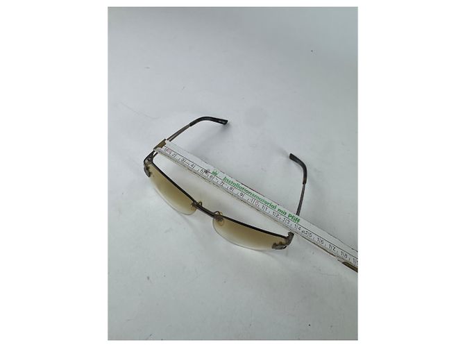Vintage Givenchy randlose Sonnenbrille Silber Braun Gelb - Ansicht 5