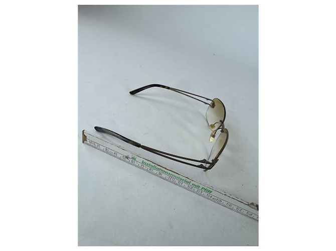 Vintage Givenchy randlose Sonnenbrille Silber Braun Gelb - Ansicht 6