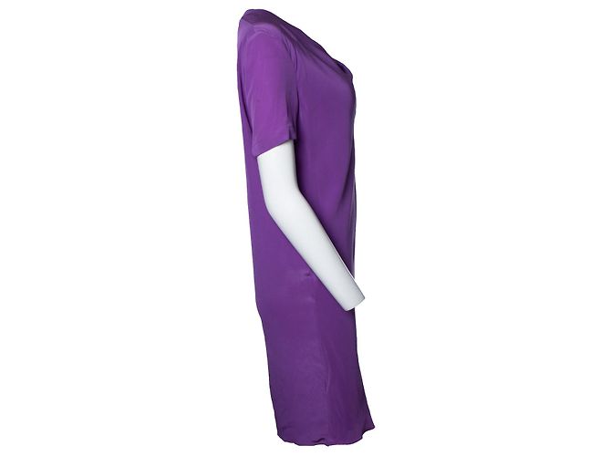 Autre Marque Vionnet Paris, abito midi viola con fiocco Nero Porpora - vista 2