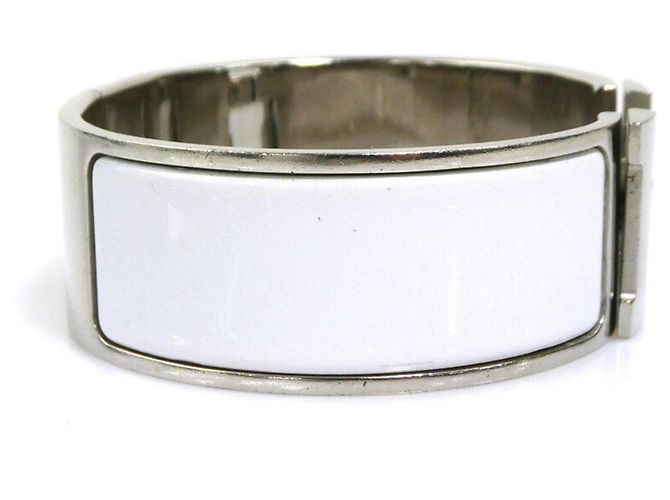Pulsera Bangle Click Clack Hermès Plata Blanco - vista 2