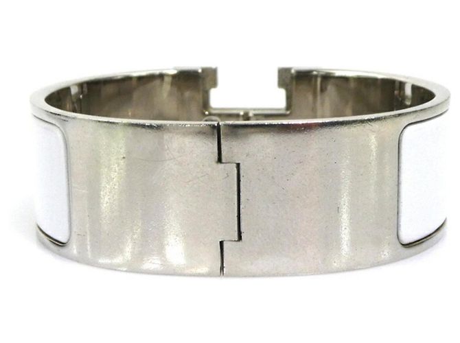 Pulsera Bangle Click Clack Hermès Plata Blanco - vista 3