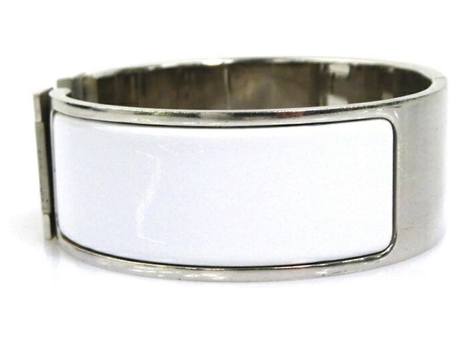 Pulsera Bangle Click Clack Hermès Plata Blanco - vista 4