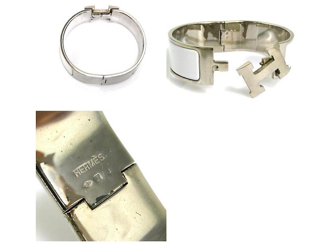 Pulsera Bangle Click Clack Hermès Plata Blanco - vista 5