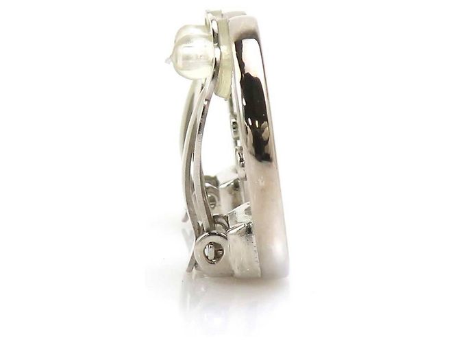 Orecchini a clip in metallo argento Chanel Coco Mark - vista 2